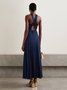 Women Plain Halter Sleeveless Comfy Vacation Ruched Maxi Dress