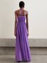 Women Plain Strapless Sleeveless Comfy Vacation Ruched Maxi Dress