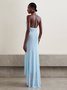 Women Plain Halter Sleeveless Comfy Vacation Applique Maxi Dress