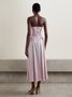 Women Plain Strapless Sleeveless Comfy Vacation Glitter Maxi Dress