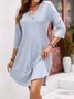 Women Striped V Neck Short Sleeve Comfy Casual Short Dress