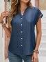 V Neck Short Sleeve Plain Regular Regular Fit Blouse For Women