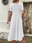Women Plain Long Sleeve Comfy Casual Buckle Maxi Dress