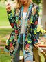 Ethnic Floral Winter Mid-weight Micro-Elasticity Daily Jersey Long sleeve Collarless Other Coat for Women