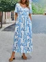 Plus size Casual Floral Short Sleeve Dresses