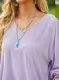 Plain Jersey V Neck Casual Top