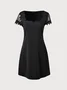 Elegant Regular Fit Plain Lace Short Sleeve Knit Dress