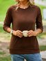 Plain Autumn Casual Daily Jersey Long sleeve Loose Crew Neck Regular Tunic Sweatshirt for Women