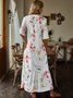 Women's Shift Dress Short Maxi Dress half Sleeve Floral Print Summer Fall V Neck Casual dress 2022