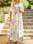 Butterfly Printed Casual Round Neck Dress With Coat Two Piece Set