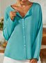 Casual Shirt Collar Cotton-Blend Tunic Top