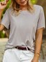 Women Plain Summer Casual Micro-Elasticity Daily Jersey Short sleeve H-Line Regular T-shirt