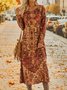 Jersey Ethnic Printed Crew Neck Long Dress