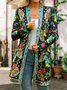 Ethnic Floral Winter Mid-weight Micro-Elasticity Daily Jersey Long sleeve Collarless Other Coat for Women