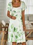 Women's Floral Dress Short Mini Dress Light green Short Sleeve Floral Ruched Print Summer Fall Square Neck Casual Sexy 2022