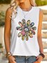 Floral-Print Cotton-Blend Casual Crew Neck Top