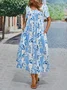 Plus size Casual Floral Short Sleeve Dresses