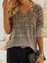 Ethnic Long Sleeve V Neck Casual Sweatshirt