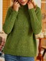Green Turtleneck Casual Sweater