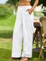 Women Plain Summer Casual Natural No Elasticity Loose Wide leg pants Cotton Long Casual Pants