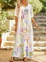 Butterfly Printed Casual Round Neck Dress With Coat Two Piece Set