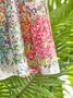 Casual Short Sleeve Knit V Neck Floral Midi Dress