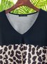 Loosen Cotton Blends V Neck Long Sleeve Casual Printed Tunic Top