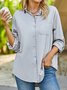 Plain Autumn Casual Buttoned No Elasticity Long sleeve Loose Regular Shirt Collar Tunic Blouse for Women