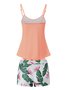 Casual Floral Flouncing Spaghetti Tankinis Two-Piece Set