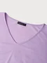 Plain Jersey V Neck Casual Top