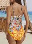 Vacation Ethnic Printing Scoop Neck One Pieces Swimsuit