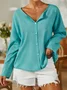 Casual Shirt Collar Cotton-Blend Tunic Top