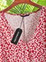 Women's Swing Dress Casual V Neck Loose Short Sleeve Floral Ruched Print Boho Dress 2022