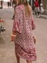 Women Vintage Boho Plus Size V Neck Summer Weaving Dress