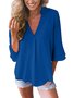 Women  3/4 Sleeve Summer Casual V-neck Tunic Top