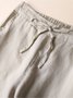 Casual Pockets Plain All Season Drawstring Plus Size Pants
