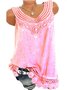 Sleeveless Casual Crocheted Crew Neck Plus Size Tank Tops