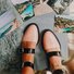 Buckle Color block Sandals Flats