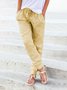 Solid Drastring Casual Linen Pants Women Trousers