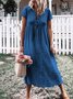 Plus Size Casual Short Sleeve Solid Midi Knitting Dress