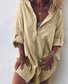 Woman Plus Size Cotton&Linen V Neck Buttoned Long Sleeve Blouses&shirts