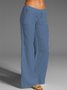 Women's Linen Casual White Solid Pants