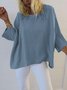 Casual 3/4 Sleeve Round Neck Plus Size Tops