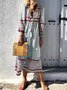 Women Daytime Boho V-Neck Printed Paneled Dress