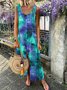 Women Fashion Tie Dyed Sleeveless Maxi Dress