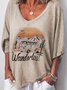Plus Size Women Half Sleeves V Neck Graphic Loose Casual Tops