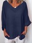 Women Thin Summer Linen Plus Size Casual Long Sleeve Solid Shirts