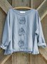 Women's  Casual Round Neck  Solid Long Sleeve Shirt & Top