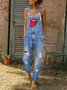 Women Casual Overalls Hip-hop Denim Jumpsuit Jeans Pants Overalls