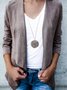 V Neck Casual Faux Suede Loose Cardigans
